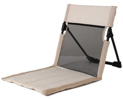 Opklapbare strandstoel - Strandmat - Campingstoel voor buiten - Opklapbare stoel met rugleuning - Ligstoel - Picknickstoel - 37*39*40 cm - Gebroken wit - IJzeren buis/Polyestervezel