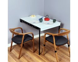 Opklapbare Tafel - Keukentafel - Wandtafel - Murphy Opvouwbare Tafel - Wandbureau - Bureau Inklapbaar - Multifunctioneel bureau & Plank - MDF - Wit