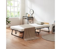 Opklapbed Lustendi 90x200 cm met matras zwart eiken en wit [en.casa]