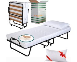 Opklapbed Met Traagschuimmatras 80 x 190 cm Hoogte 10 cm Gratis Kussen Afneembare Overtrek Van Enkele Lattenbodem Orthopedisch Ruimtebesparend Bed