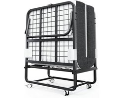 Opklapbed met Traagschuimmatras – Voor Logeerkamer – 1 Stuk – 100 x 190 cm – Zwart – Metaal/Schuim