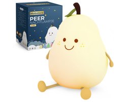 Oplaadbaar nachtlampje kinderen - Peertje - Touchbediening - 8 kleuren - Tijdfunctie - Kerst cadeautjes - Wake-up Light - Kinder nachtlampje - Slaapkamer - Nachtlampje kinderen - Dimbaar - Draadloos - Nachtlampje baby – Bedlampje