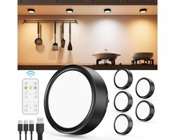 Oplaadbare Dimbare Kastverlichting met Afstandsbediening - Draadloze Puck Lights met Timer voor Keuken en Vitrine