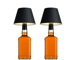 Oplaadbare Flessenlamp - 2 Stuks - Tafellamp - Aluminium - 3 kleuren licht -