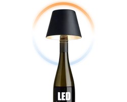 Oplaadbare Flessenlamp - Tafellamp - Dimbaar - Aluminium - Waterdicht - Zwart