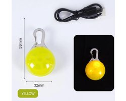 Oplaadbare hondenverlichting - Kleur Geel - Hond - Hondenlamp - Sleutelhanger - Sleutelbosverlichting - Sleutelverlichting - Oplaadbaar - USB oplaadbare hondenlamp – Hondenlicht - Hond uitlaten – Verlichting hond - Kattenverlichting - Kat - Licht