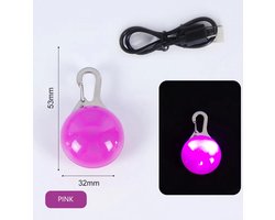 Oplaadbare hondenverlichting - Kleur Roze - Hond - Hondenlamp - Oplaadbaar - USB oplaadbare hondenlamp – Hondenlicht - Hond uitlaten – Verlichting hond - Oplaadbare verlichting - tasverlichting - tas verlichting - sleutelverlichting - sleutelboslicht