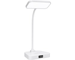 Oplaadbare LED Bureaulamp - Draadloos - Flexibele Arm - Dimbaar - 3 Lichtkleuren - USB Accu - Wit