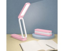 Oplaadbare LED Leeslamp - Opvouwbaar - Oogvriendelijk & Anti-Blauw Licht - voor Studie & Bedside - Roze - 1 Stuk