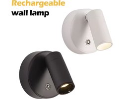 Oplaadbare LED Spotlight Wandlamp - Draadloos - Dimbaar - Nachtlampje - 360° - Zonder Boren Zonder Stroomkabel- Wit,Warmwit,Warm(3000k,6000k,4500k)Licht - Touch Control - Verlichting voor Schilderij Slaapkamer & Woonkamer - Trapverlichting- ZWART