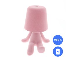 Oplaadbare LED Tafellamp - Denker - Roze Velours - Dimbaar - USB-C