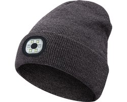 Oplaadbare LED-verlichte muts - Unisex gebreide wintermuts - Afneembare en wasbare muts - Met handsfree zaklamp - Geschikt voor vissen, hardlopen, kamperen -MOSEN