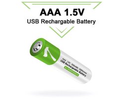 Oplaadbare Li-ion AAA batterij 1.5V (4 stuks)- met USB-C Oplaadsnoer- >1200x Oplaadcyclus