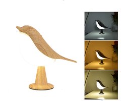 Oplaadbare schattige vogellamp - Tafellamp in de vorm van een vogel - Tuin tafellampen - USB-opladen - Oplaadbare mini-tafellamp - Drievoudige dimmer - Aanraaksensor - Geschikt voor kinderen, slaapkamers, nachtkastjes en buiten - Esdoornkleur