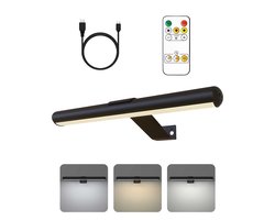 Oplaadbare Schilderijverlichting - Draadloze Wandlamp - Draadloze Schilderijverlichting Oplaadbaar - Touch en remote - Dimbaar LED 3000K/4000K/6500K - Oplaadbare Schilderijlamp Snoerloos - Sterke Accu Schilderijlamp - Zwart