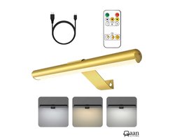 Oplaadbare Schilderijverlichting - Draadloze Wandlamp - Draadloze Schilderijverlichting Oplaadbaar - Touch en remote - Dimbaar LED 3000K/4000K/6500K - Oplaadbare Schilderijlamp Snoerloos - Sterke Accu Schilderijlamp - Goud