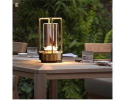 Oplaadbare Tafellamp - Draadloos & Dimbaar - Touch Bediening - Lantaarn - Oplaadbaar - Tafellamp op Batterijen - Accu - Tafellampen zonder Snoer - Decoratie Woonkamer, Slaapkamer & Tuin - Tafel lamp - Industrieel - Nachtlamp Slaapkamer - Goud