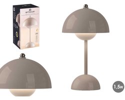 Oplaadbare Tafellamp - LED Nachtlamp - Retro Paddenstoel Lamp - Draadloze Sfeerlamp 1,5W - Lichtgrijs - Bedlamp Bureau Lamp en Decoratieve Nachtverlichting