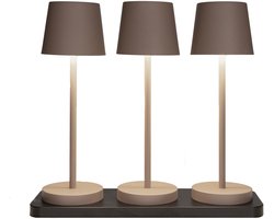 Oplaadbare tafellamp met laadstation | 27,5x9 cm | Taupe | Set van 3 | Anna's Collection