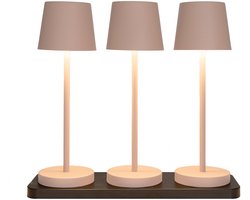Oplaadbare tafellamp met laadstation | 27,5x9 cm | Zand | Set van 3 | Anna's Collection
