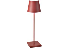Oplaadbare Tafellamp - Rood - Verstelbaar - 38 CM - In EN Outdoor - IP54 - Oplaadbaar – Dimbaar – Waterdicht – Aluminium – 3 Lichtkleuren – Bureaulamp – Tafellamp Slaapkamer - tafellamp Woonkamer - Bureaulamp