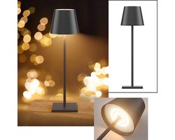 Oplaadbare Tafellamp - Zwart - Verstelbaar - 38 CM - In EN Outdoor - IP54 - Oplaadbaar – Dimbaar – Waterdicht – Aluminium – 3 Lichtkleuren – Bureaulamp – Tafellamp Slaapkamer - tafellamp Woonkamer - Bureaulamp