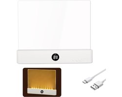 Oplaadbare, transparante LED-leeslamp met plat paneel, perfect om 's nachts in bed te lezen. Verkrijgbaar in 3 kleuren en met timer. Beschikt over een dimbaar paneellicht en volledige paginaverlichting. kinderen en boekenliefhebbers. (Wit)