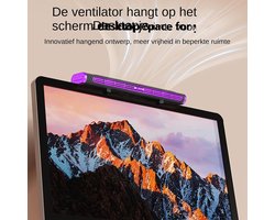 Oplaadbare Ventilator - Persoonlijke Koeler - Bureau Thuis - Stille Sterke Luchtstroom - 38.5cm Hoog - Paars