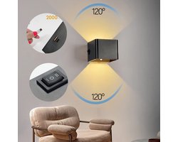 Oplaadbare Wandlamp - Magnetisch - Zwart - inclusief metalen achterplaatje - oplaadbare en bevestiging materiaal. Handig voor in en om het huis