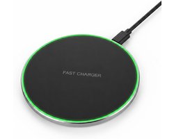 Oplader, 35 W, snellader, inductie, compatibel met iPhone Samsung, draadloze oplader rond met USB-C-kabel 1 m, bureaupad voor telefoon, hoofdtelefoon, thuis, reizen en nachtkastje