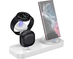 Oplader Android 4-in-1 laadstation voor Samsung telefoon Galaxy Z Flip 5/4/3 Z Fold 5/4/3 S24/S23 S22 S20 Ultra, Galaxy Watch 6/5/4/3 Galaxy Buds (wit)