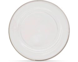 Opladerplaten Zilveren Rand - Decoratieve Borden Serveerschalen - Tafeldecoratie Feestdagen - Duurzaam Acryl Materiaal - 33 cm Diameter - Transparant Zilver
