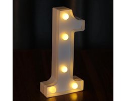 Oplichtend Cijfer - Decoratieve Letterlamp - Feestdecoratie - Zelf Combineren - 1 Nummer - Warm Wit