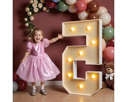 Oplichtende Cijfers - Feestdecoratie Cijfer Letterlamp - Feestversiering - Schuimplaat Materiaal - 120 cm - Wit