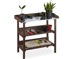 oppottafel - 3 etages - hout - 86 x 92 x 42 cm - donkerbruin