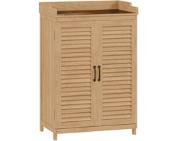 Oppottafel – Hout – Buiten – Tuinkast – Werktafel – Opbergkast – Weerbestendig – Geel