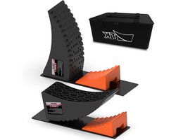 Oprijwiggen Camper - Nivelleerblokken Caravan - Horizontaal Instellen - Traploos Nivelleren - 136 Ton Draagvermogen - Zwart Oranje