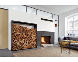 Opslag Haardhout binnen - Haardhoutrek - rek brandhout zwart - metaal 155x155x35cm
