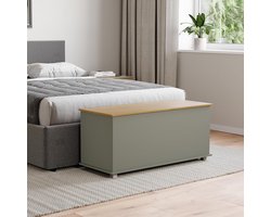 Opslag Ottomane met Verborgen Ruimte in Grijs en Naturel Houtlook