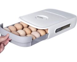 Opslagcontainer - Eieren Organizer - Koelkast voor 18-21 Eieren - Keuken Eiergevulde Tray Boxes - Eieren Mand - Eieren Huis - Eieren Drager/Tray - Eieren Rek - Witte Plastic
