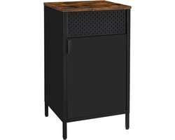 Opslagkast - Kleine kast - Nachtkastje - Kantoorkast - Nachtkast - MDF - Metaal -13.9 kg - Verstelbaar - Bruin - Zwart - 42.5 x 40 x 76 cm