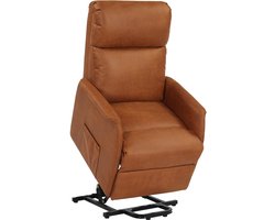 Opsta Fauteuil Olivia - Micro Leder - Elektrisch Verstelbaar - Sta-op Stoel - 1 Motor - Netstroom - Cognac