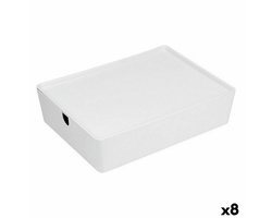 Opstapelbare opbergbox Confortime Met deksel 35 x 26 x 8,5 cm (8 Stuks)