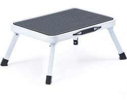OpStapje - Zinaps Stap Kruk vouwen Stap Kruk enkele stapladder met antislip rubberen mat lichtgewicht staal houdt tot 150kg (WK 02128)