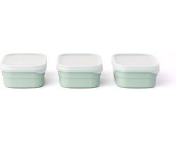 Optifridge Bio vershoudbakjes - 3x400ml - Bioplastic bewaarbakjes met deksel - BPA-vrij - Groen - 115x95x50mm