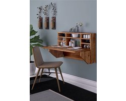 Optimaliseer Jouw Ruimte Met Onze Veelzijdige Inklapbare Wandtafel - Kardelen Inklapbaar Bureau - Compact Wandbureau - Handige Wandkast - Praktische Vouwtafel - 90x50cm - Pijnboom