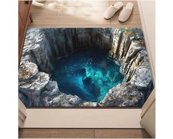 Optisch illusietapijt - 3D Deurmat - Woonkamer Decoratie - Realistisch gat effect - 80x120cm - Blauw