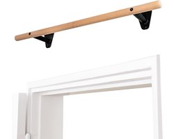 Optrekstang Beukenhout - Wandmontage Rekstok - Krachtopbouw Thuis - Natuurlijke Antislip Grip - 100 cm Breed - Grijs