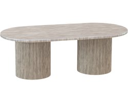 Opulenté Salontafel Umi - Japandi Stijl - 130x70x45 cm - Travertin Look - Luxe Minimalistische Design Tafel