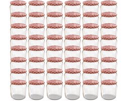 Oputec 48x 360ml inmaakpotten / voorraadpotten TO Ø 82 mm – glazen jampotten – metalen schroefdeksel rood-wit geruit – conservenpotten